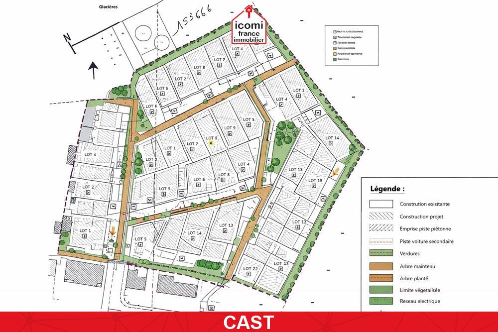 A VENDRE - TERRAIN CONSTRUCTIBLE - VIABILISE - 394 M2 - AU BOURG DE CAST- BELLE OPPORTUNITE