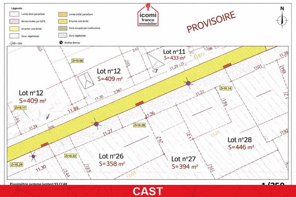 A VENDRE - TERRAIN CONSTRUCTIBLE - VIABILISE - 394 M2 - AU BOURG DE CAST- BELLE OPPORTUNITE