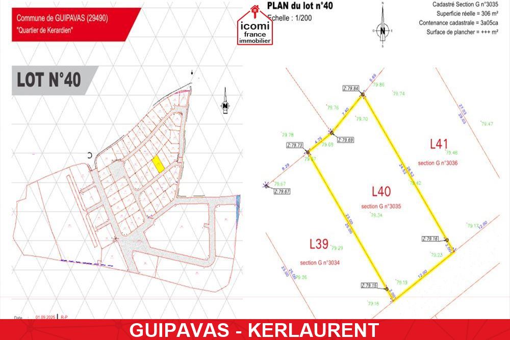 A VENDRE - TERRAIN DE 305M² CONSTRUCTIBLE EN LOTISSEMENT - VIABILISE - LIBRE DE CONSTRUCTEUR
