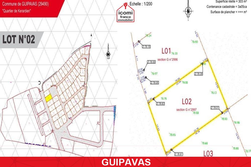 A VENDRE - TERRAIN DE 303M² CONSTRUCTIBLE EN LOTISSEMENT - VIABILISE - LIBRE DE CONSTRUCTEUR