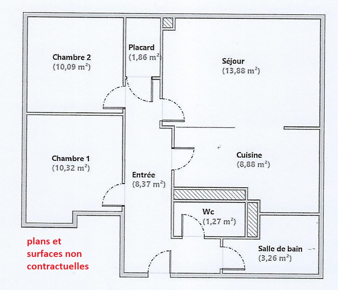 APPARTEMENT T3 DE 57 M² - FAIBLE CHARGES - DALLE BETON - PREVOIR RENOVATION