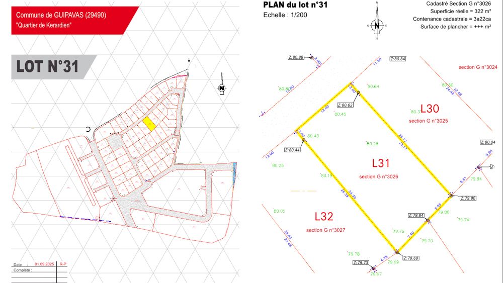 TERRAIN DE 322M² CONSTRUCTIBLE EN LOTISSEMENT - VIABILISE - LIBRE DE CONSTRUCTEUR