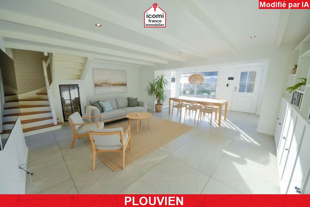 FINISTERE - PLOUVIEN (29860) - A VENDRE - MAISON DE VILLE 160M² T6 DE 1940 - 3 CHAMBRES POSSIBLE 4 - GARAGE SUR TERRAIN DE 535M²